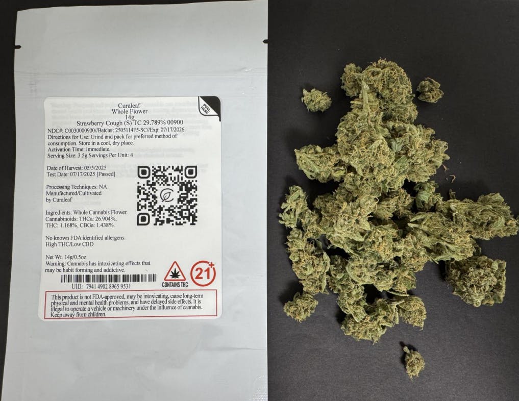 Photograph of product: Curaleaf Whole Flower 14g Strawberry Cough (S) 00900