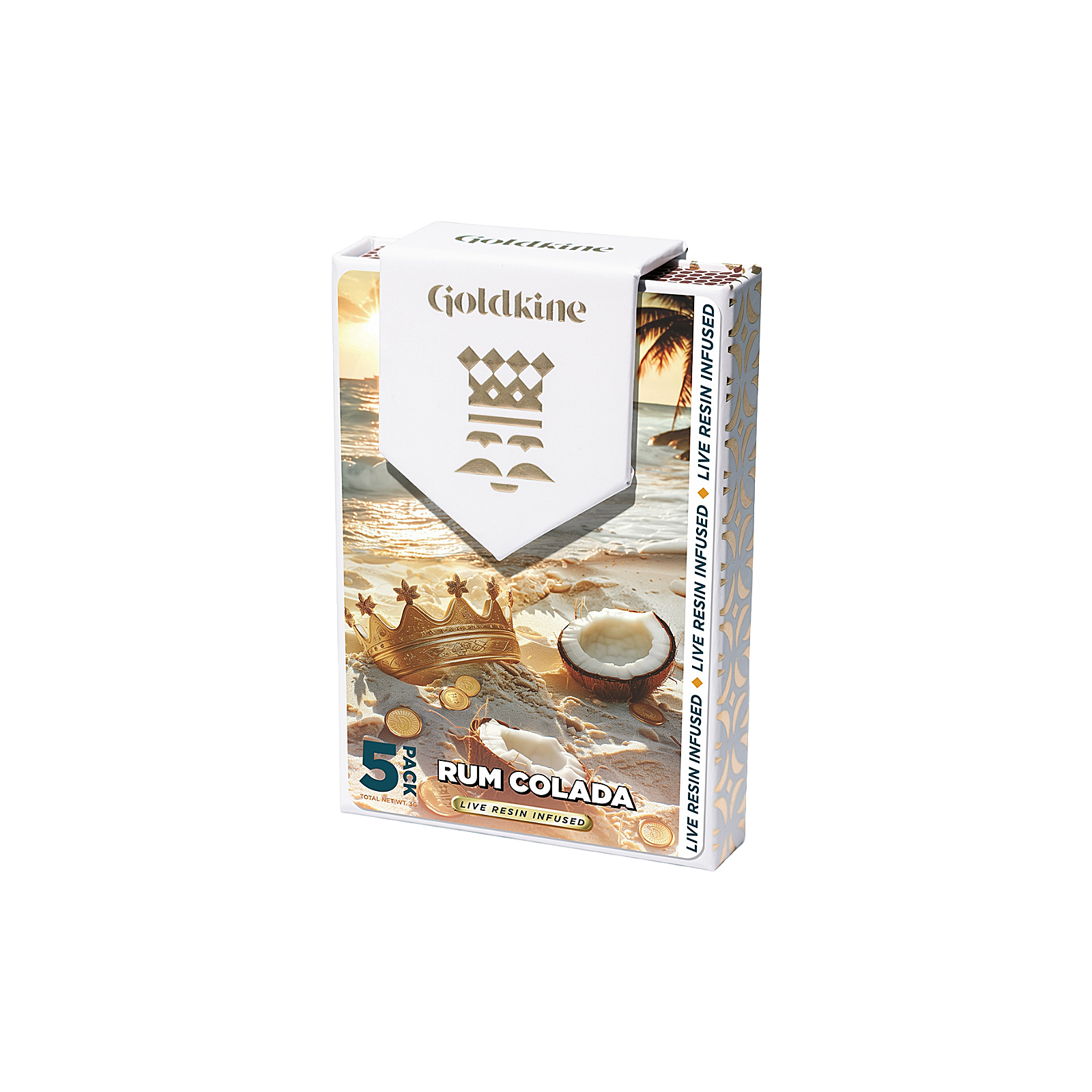 Photograph of product: GOLDKINE | RUM COLADA | HYBRID | INFUSED MULTI-PACK | 3G | REC