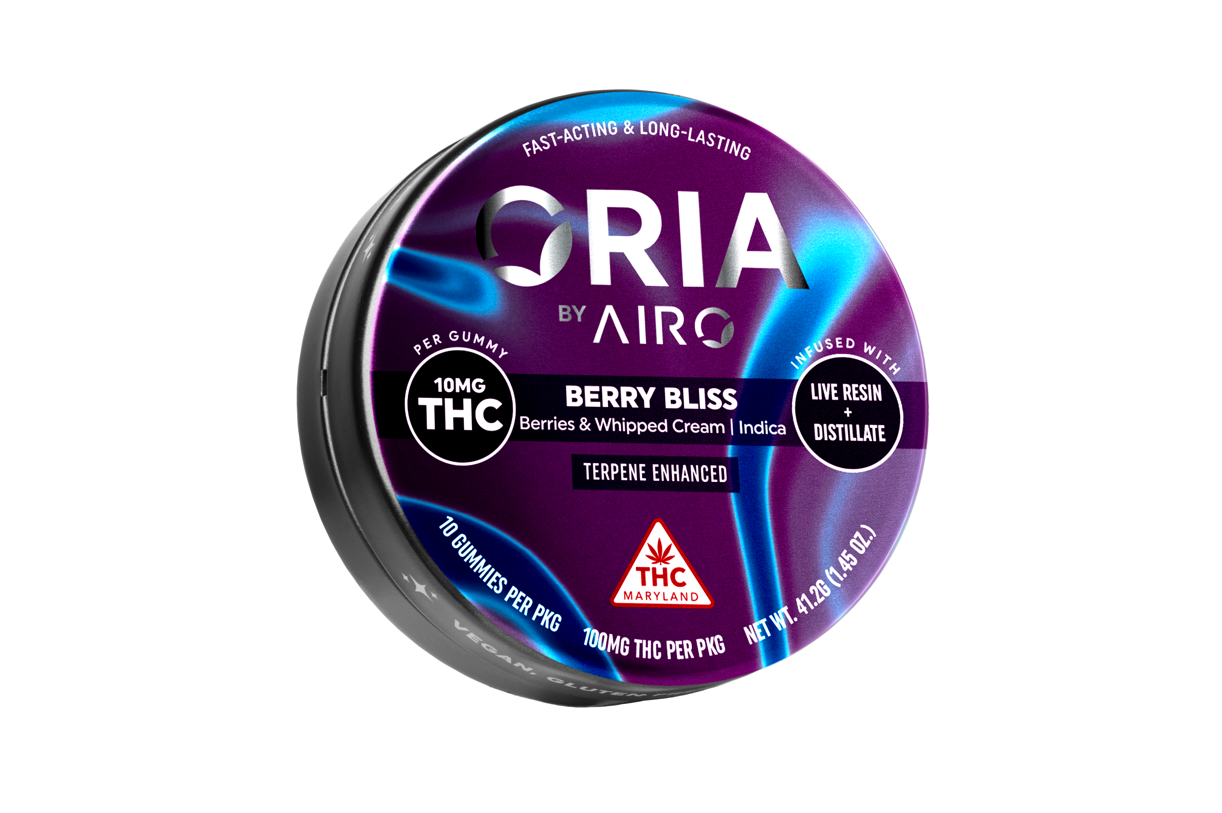 Photograph of product: Oria 10mg Berry Bliss Oui'd Gummies - 100mg