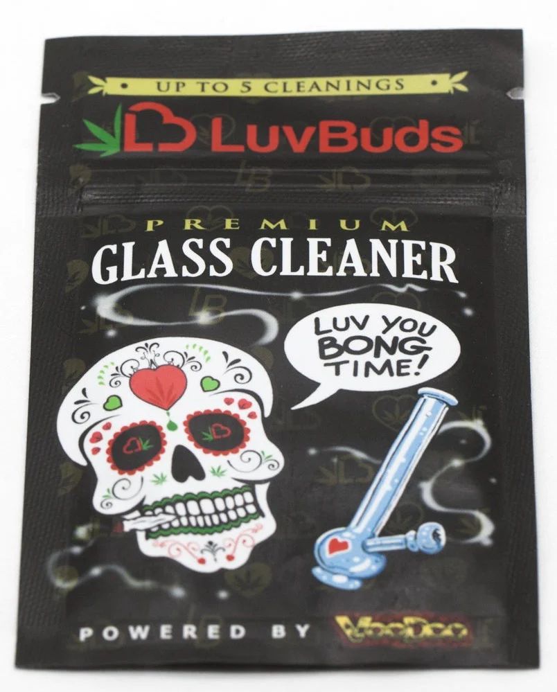 Photograph of product: I LOVE YOU BONG TIME GLASS CLEANER PACKETS EACH