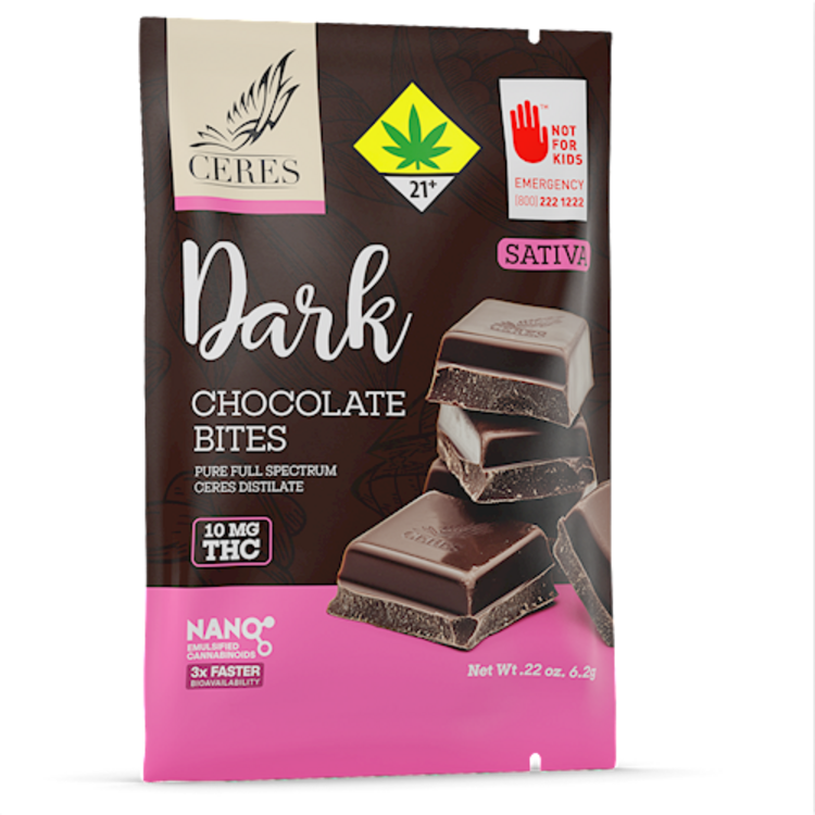 Photograph of product: CERES Chocolate Bite TH-oui 10mg - Dark Chocolate Oui'd Single .2oz