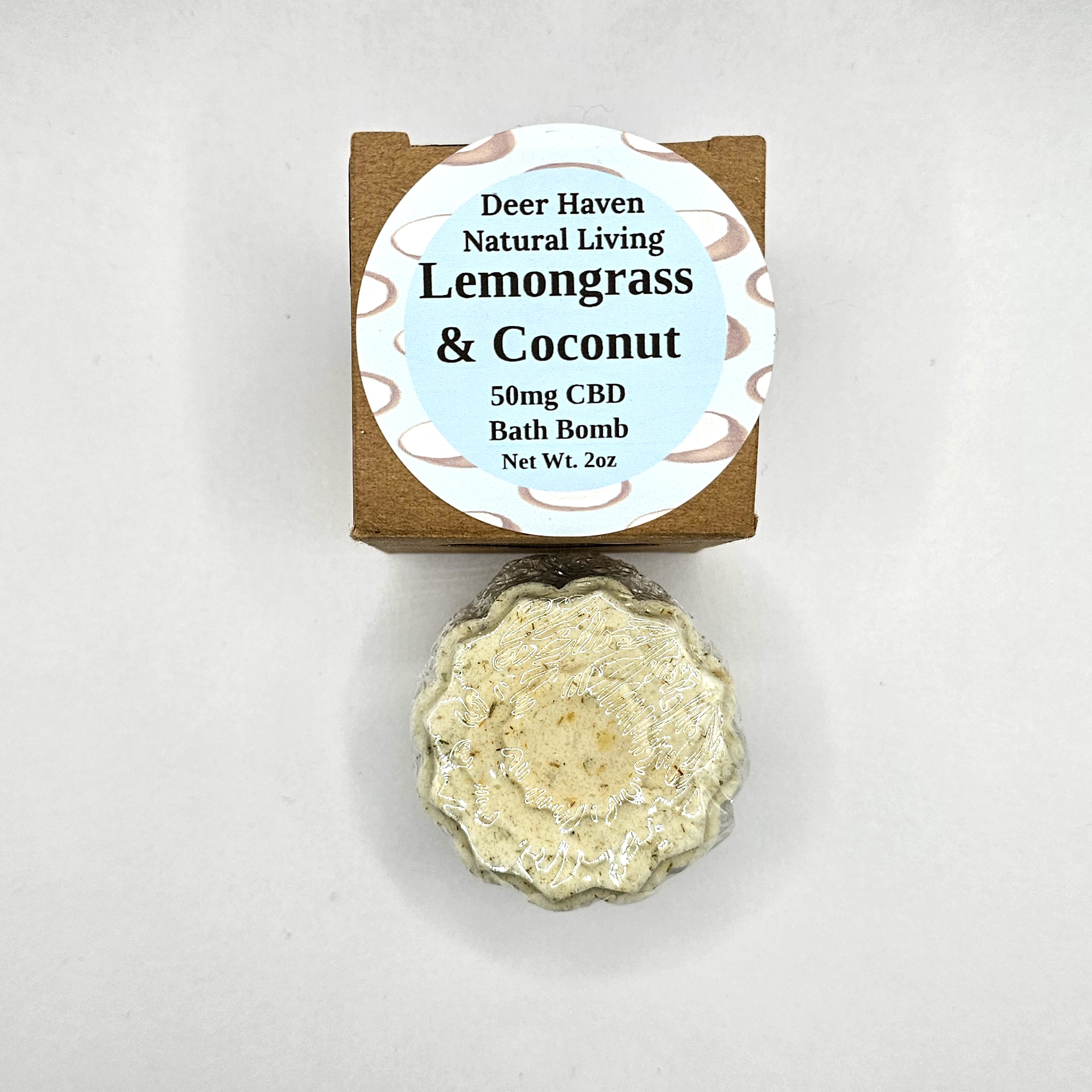 Photograph of product: Deer Haven Natural Living | Lemongrass & Coconut Bath Bomb CBD 50mg