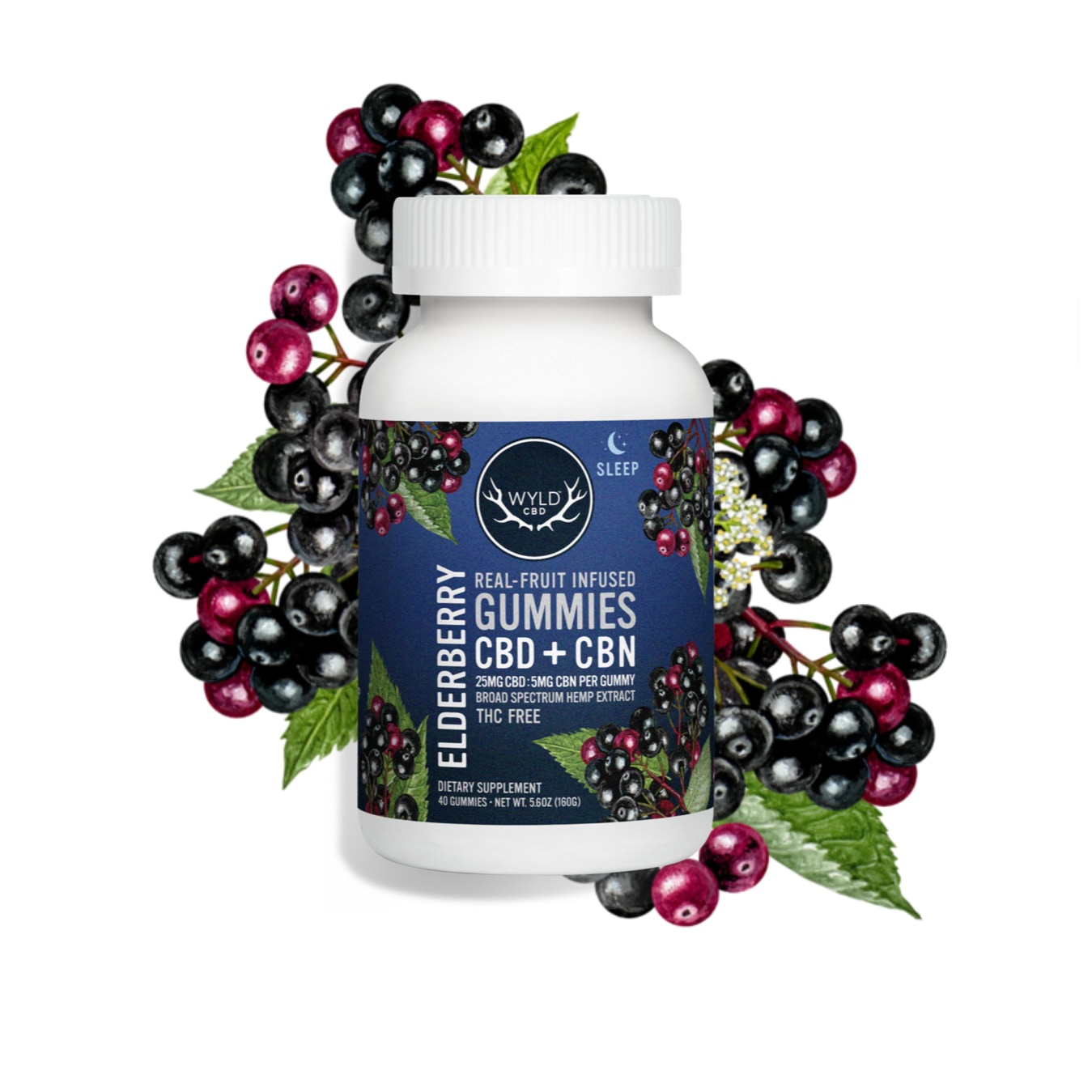 Photograph of product: Wyld CBD - Gummies - - Elderberry CBD & 100mg CBN/20ct $40