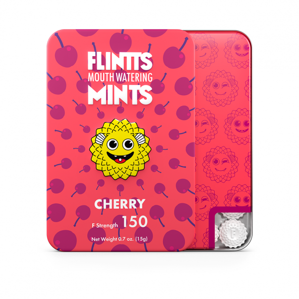 Photograph of product: Flintts Mouthwatering Mints | 30pk | Cherry | Vegan | Sugar Free | Non-GMO | F-Strength 150
