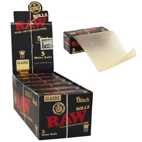 Photograph of product: RAW | King Size Wide | Black Roll | 3M