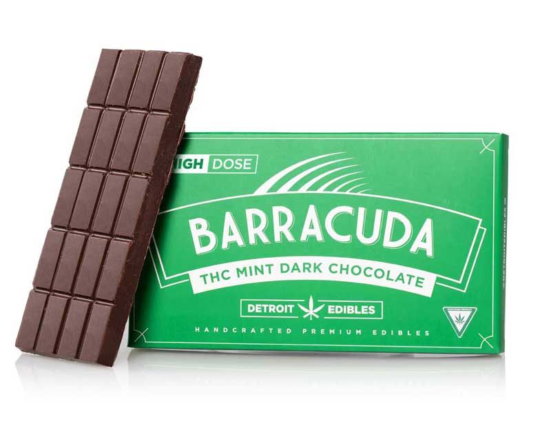 Photograph of product: Detroit Edible Barracuda Bar Dark Mint Chocolate 1:1 200mg