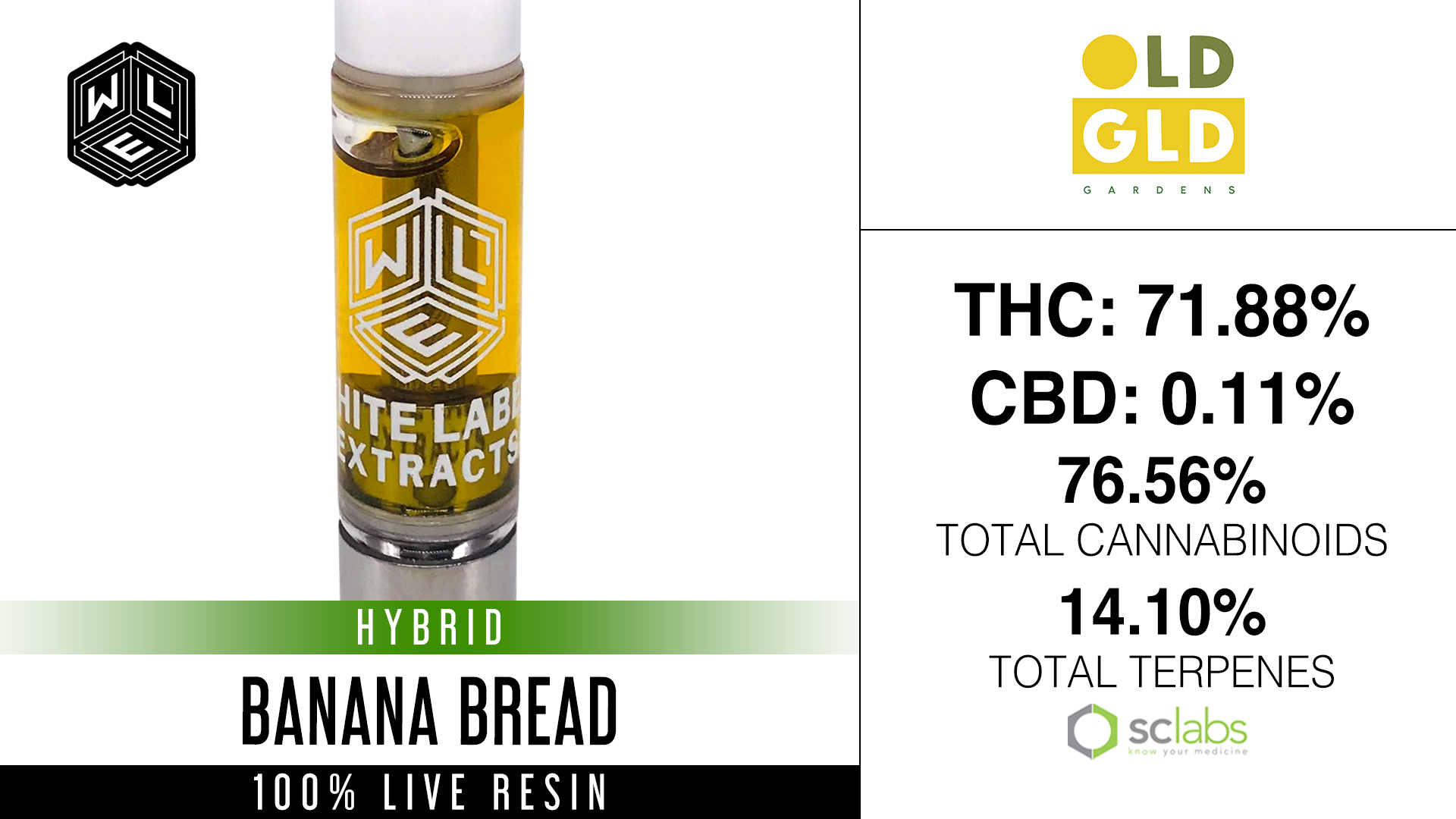 Photograph of product: White Label Extracts | Banana Bread Live Resin Cartridge