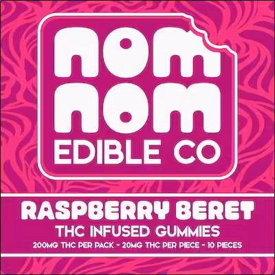 Photograph of Product: AU Nom Nom LR: Raspberry Beret 200mg Gummie
