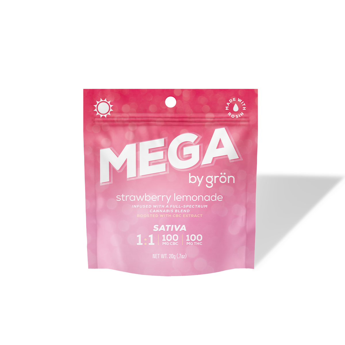 Photograph of product: Gron | MEGA | Strawberry Lemonade Single | 100mg 1:1 TH-oui:CBC