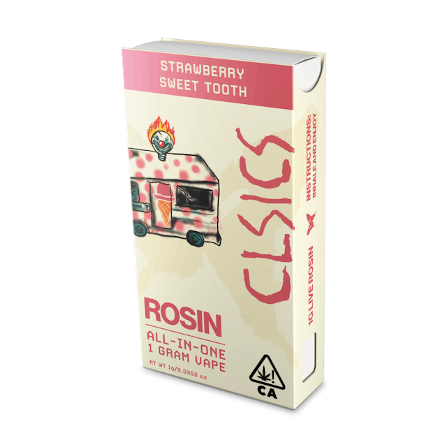 Photograph of product: Strawberry Sweet Tooth Live Rosin All-in-One - 1g - 
