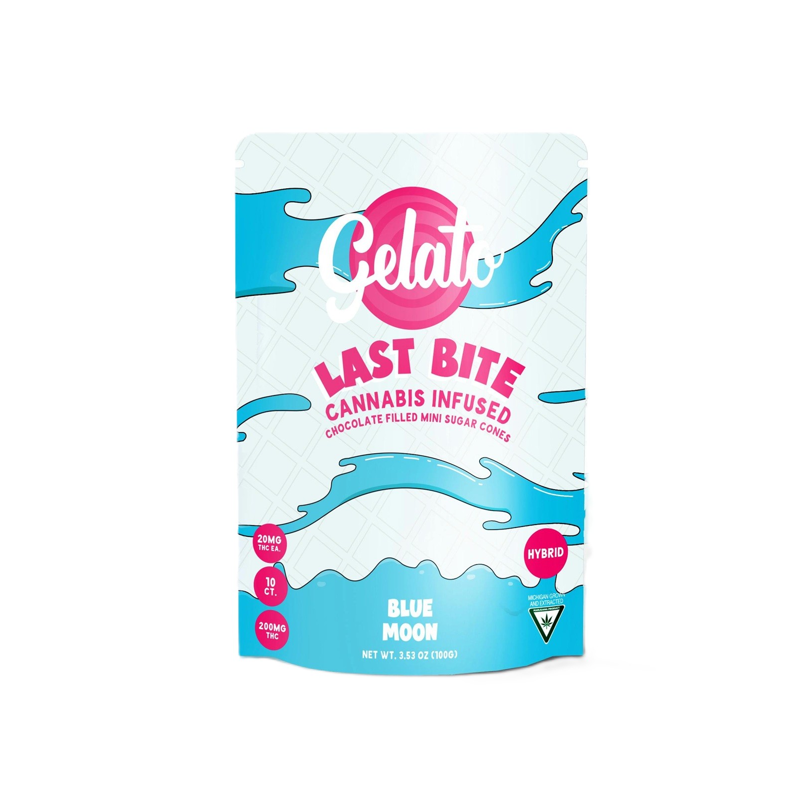 Photograph of product: GELATO | LAST BITE CONE | BLUE MOON | HYBRID | CHOCOLATE | 200MG | REC