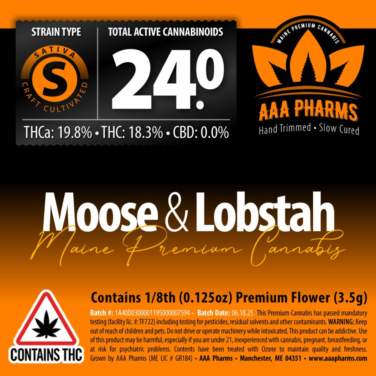 Photograph of product: Moose and Lobstah Prepackaged Flower - AU AAA Pharms - 28g
