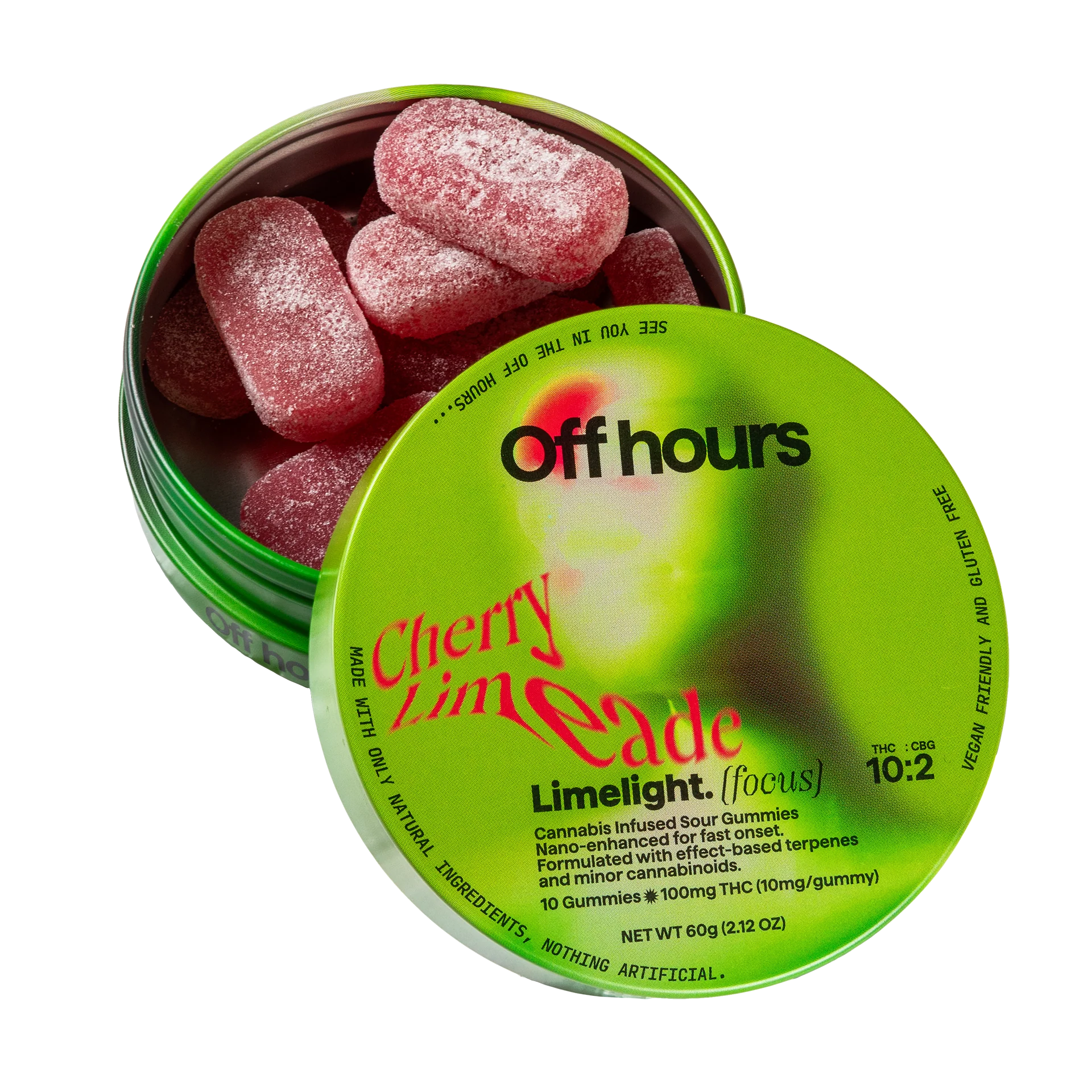 Photograph of product: Off Hours | Gummies | Limelight: Cherry Limeade | 10:2 TH-oui:CBG | 10 pk | 100mg