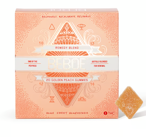 Photograph of product: Beboe | Remedy - Golden Peach 2:1 CBD:TH-oui | 20pk