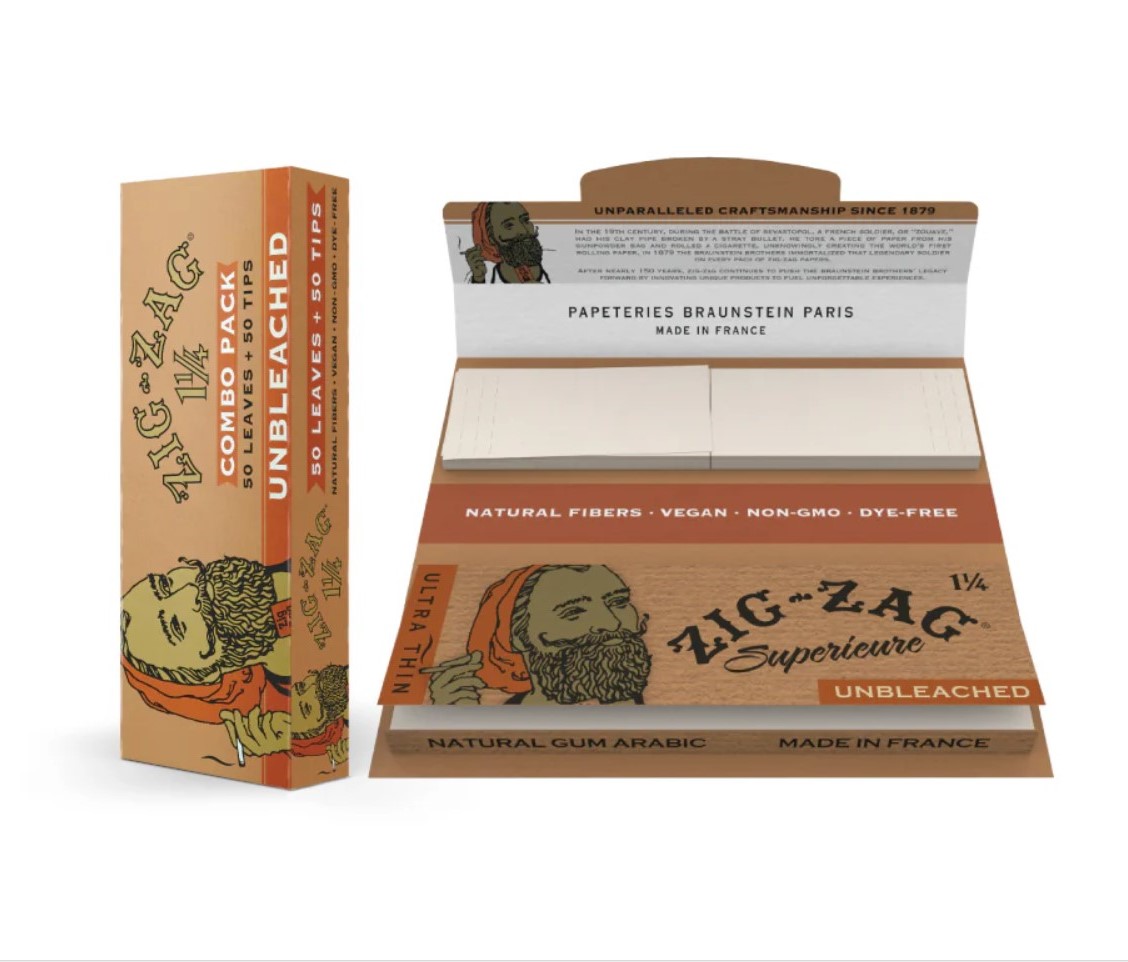 Photograph of product: Zig Zag Combo Pack 1-1/4" Unbleached Papers w/Tips
