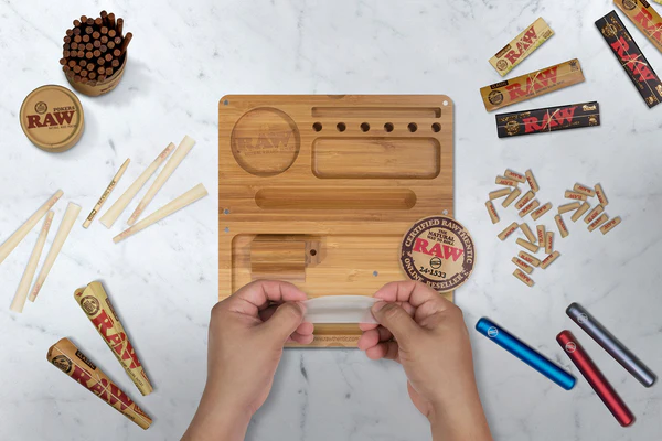 Photograph of product: Striped Bamboo I Rolling Tray