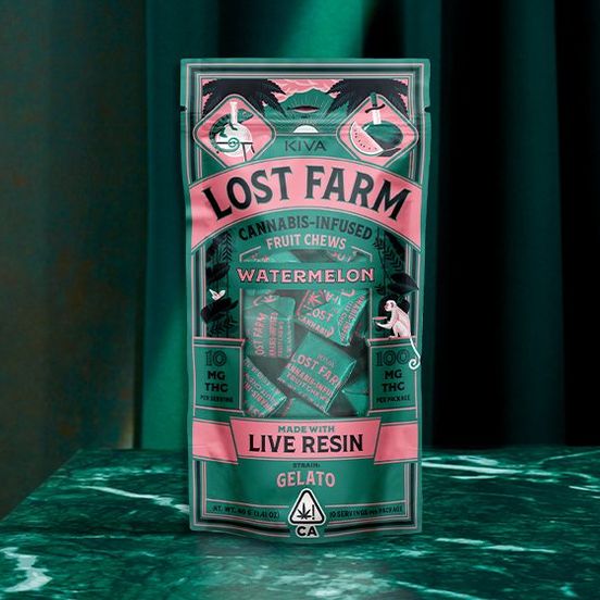 Photograph of product: [Lost Farm] Live Resin Chews - 100mg - Watermelon X Gelato (H) - 