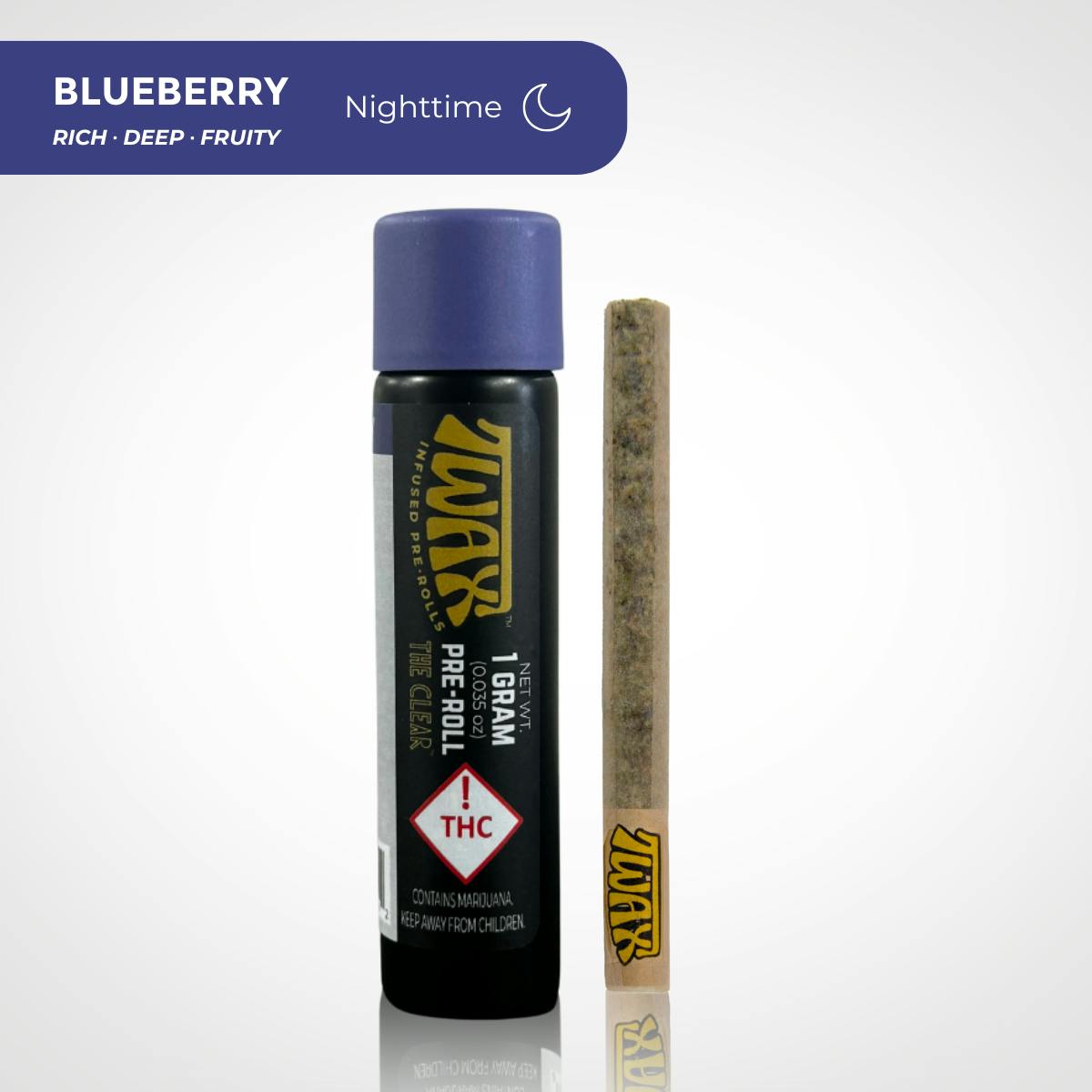 Photograph of product: BLUEBERRY - INFUSED SINGLE PRE-ROLL - 1G