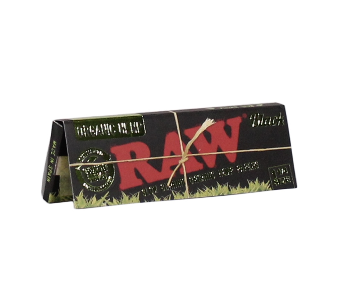 Photograph of product: Raw Organic Black Slow Burning 1 1/4 Papers