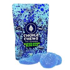 Photograph of product: Choice - 100mg Gummies - Super Sour Blue Raz (Oui'd)