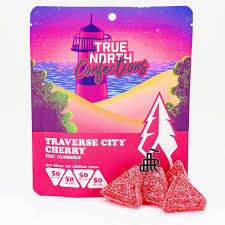 Photograph of product: TRUE NORTH | TRAVERSE CITY CHERRY Gummies 200mg (50 mg X 4 pieces-Vegan)   | Edible