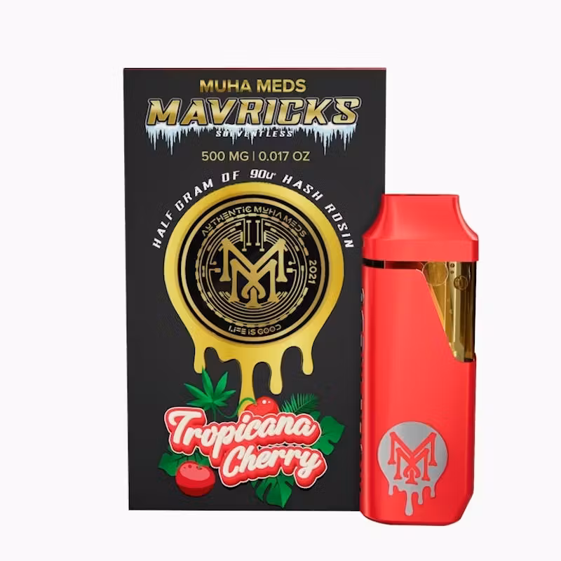 Photograph of product: Muha Meds - Mavricks au chocolat Rosin Disposable Vape - (.5g) - **TROPICANA CHERRY** (2/$40)