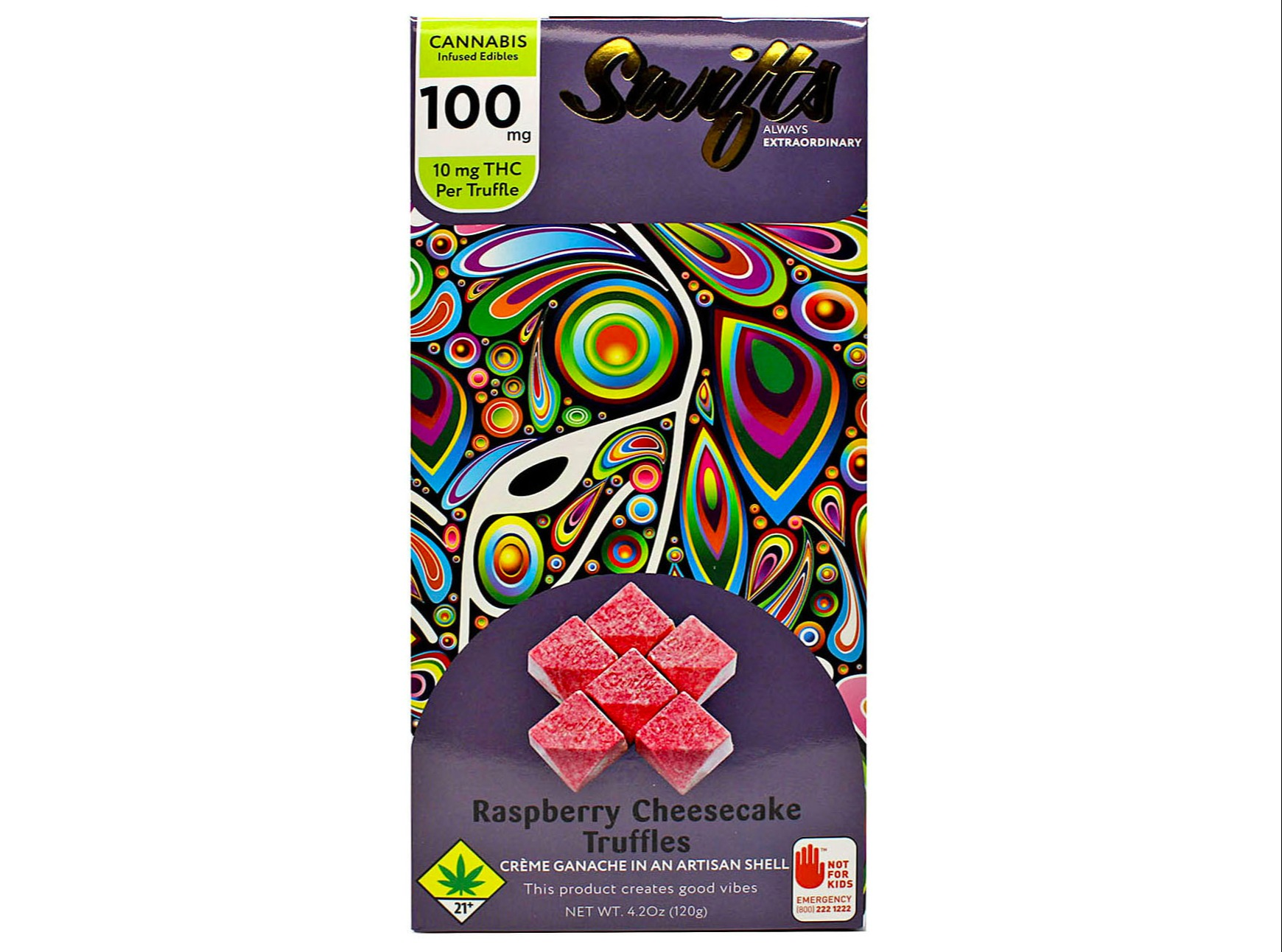 Photograph of product: GL Raspberry Cheesecake Truffles Hybrid 10pk 100mg 26011