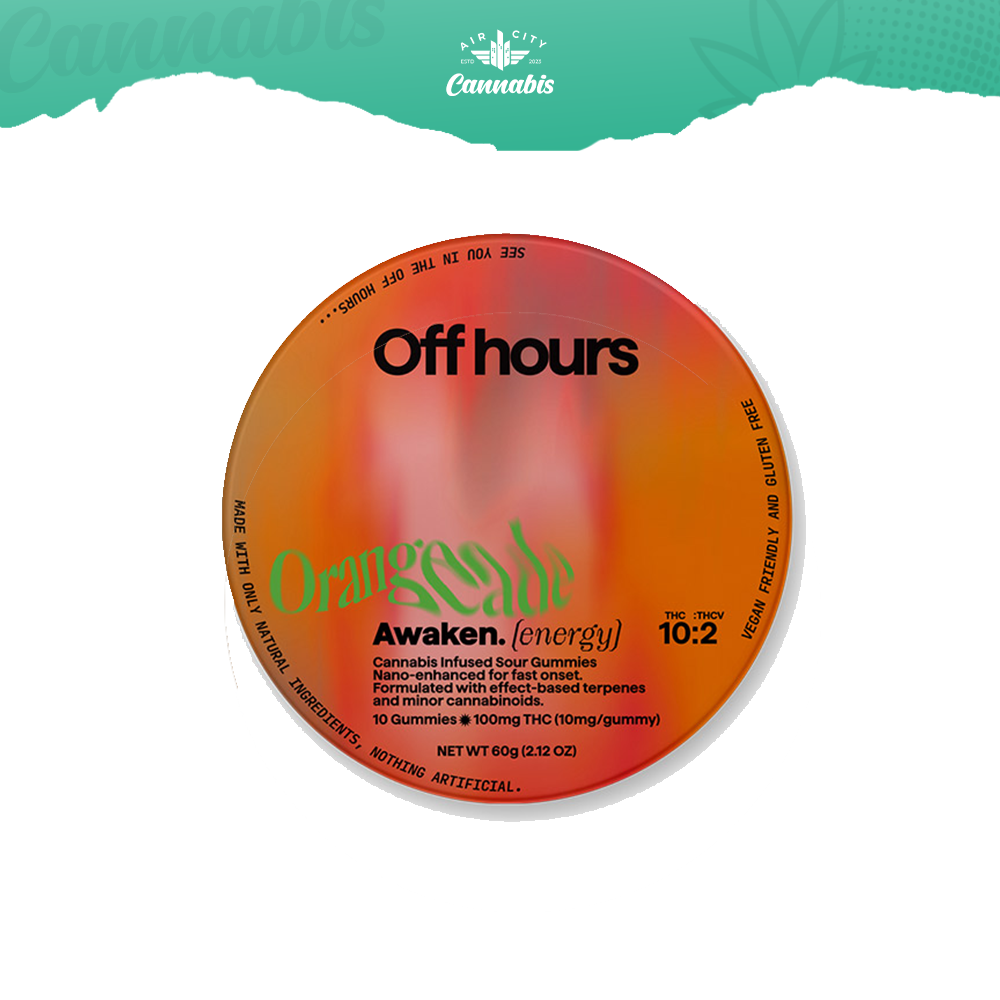 Photograph of product: Off Hours | Orangeade | Awaken (energy) | Gummies | 100mg pk