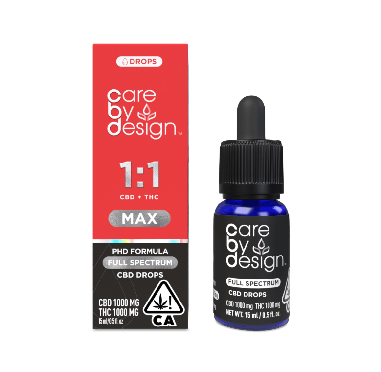 Photograph of product: Care By Design MAX FULL SPECTRUM 1:1 Drops (CBD1000mg/1000mgTH-oui) 15mL