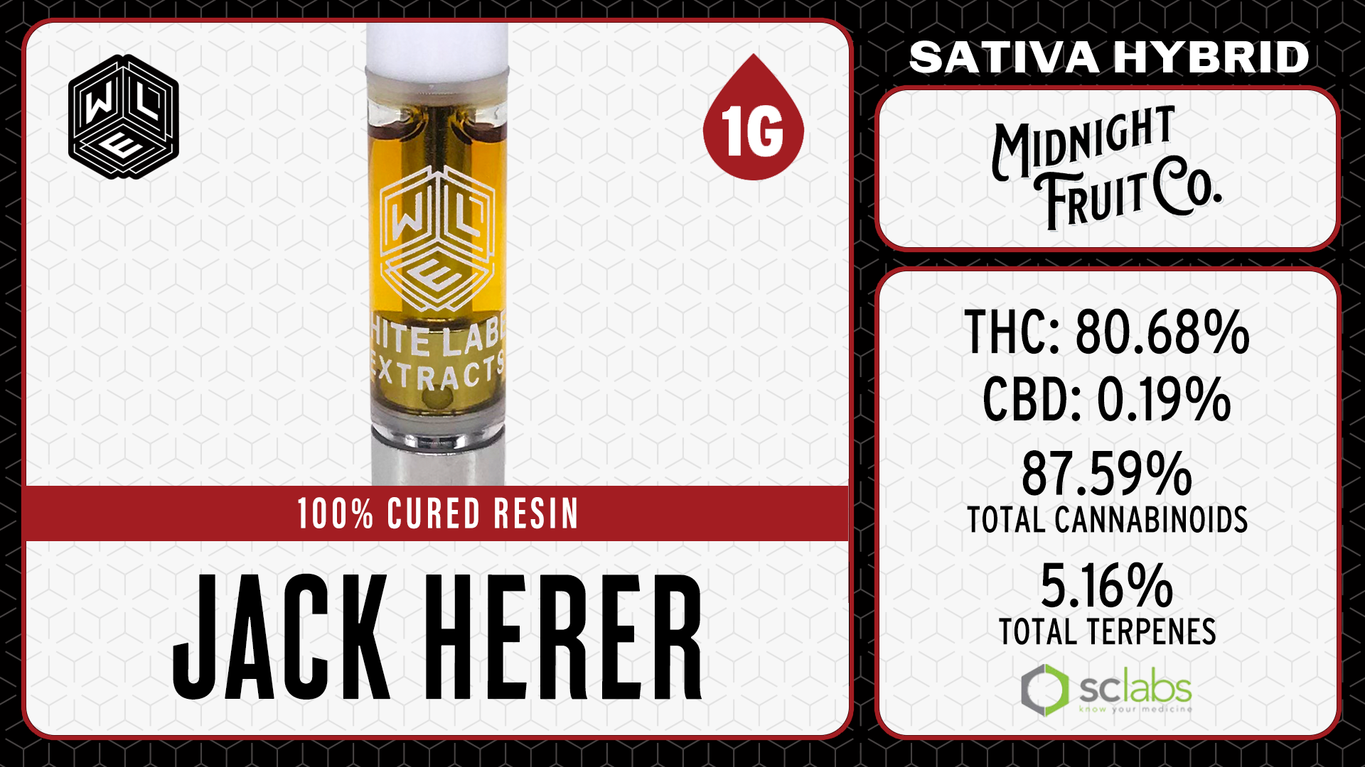 Photograph of product: White Label Extracts - Cured Resin Cartridge - Jack Herer