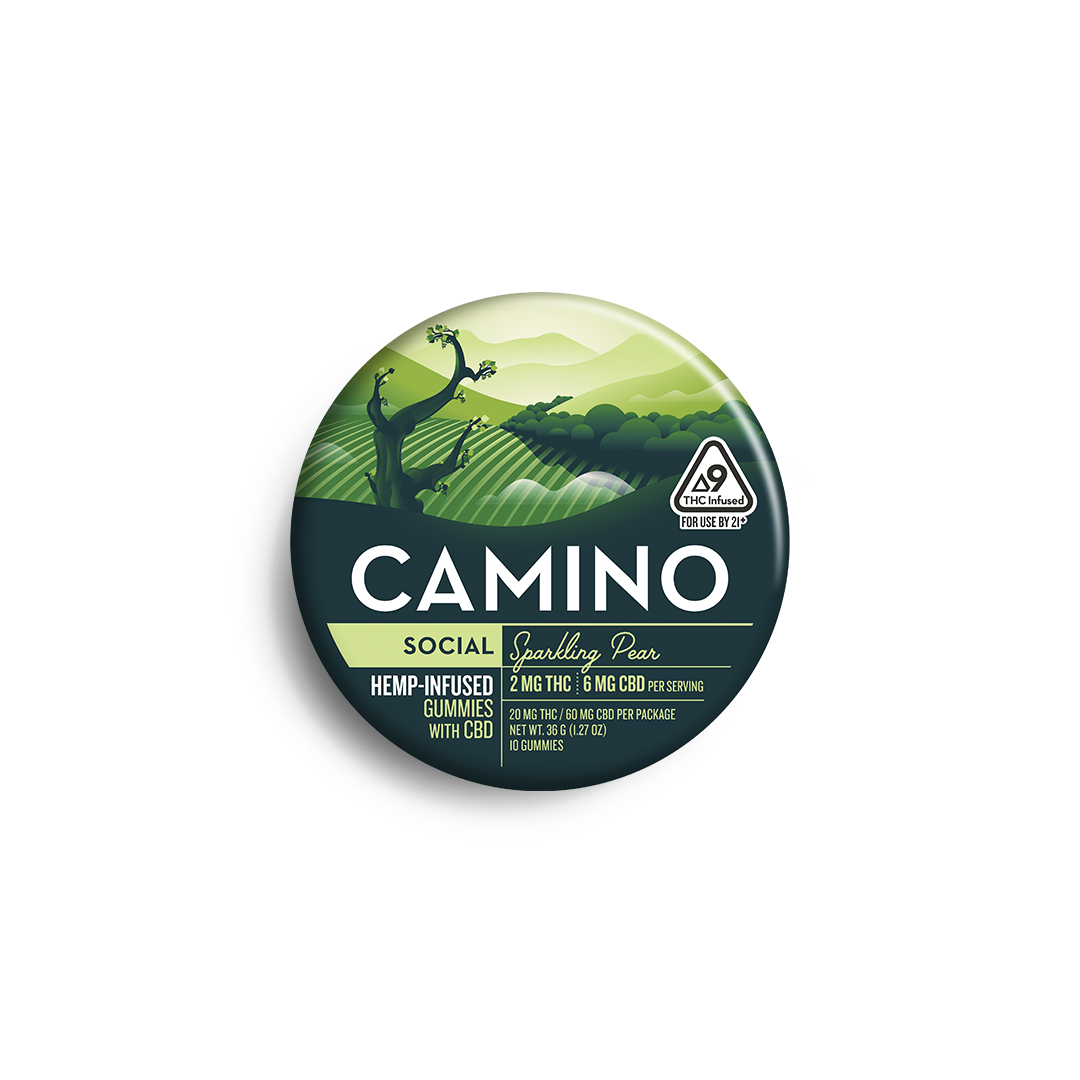 Photograph of product: Camino SOCIAL Sparkling Pear TH-oui/CBD Gummies