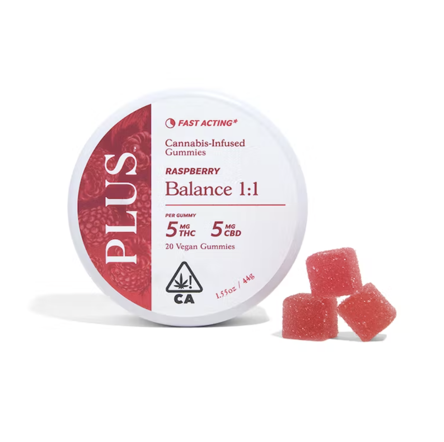 Photograph of product: RASPBERRY 1:1 CBD/TH-oui SOLVENTLESS GUMMIES