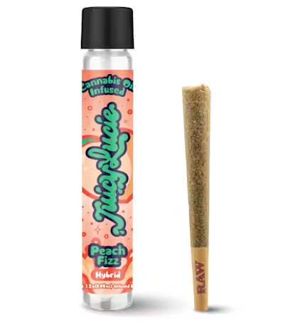 Photograph of product: JUICY LUCIE PEACH FIZZ INFUSED PREROLL 1.2G