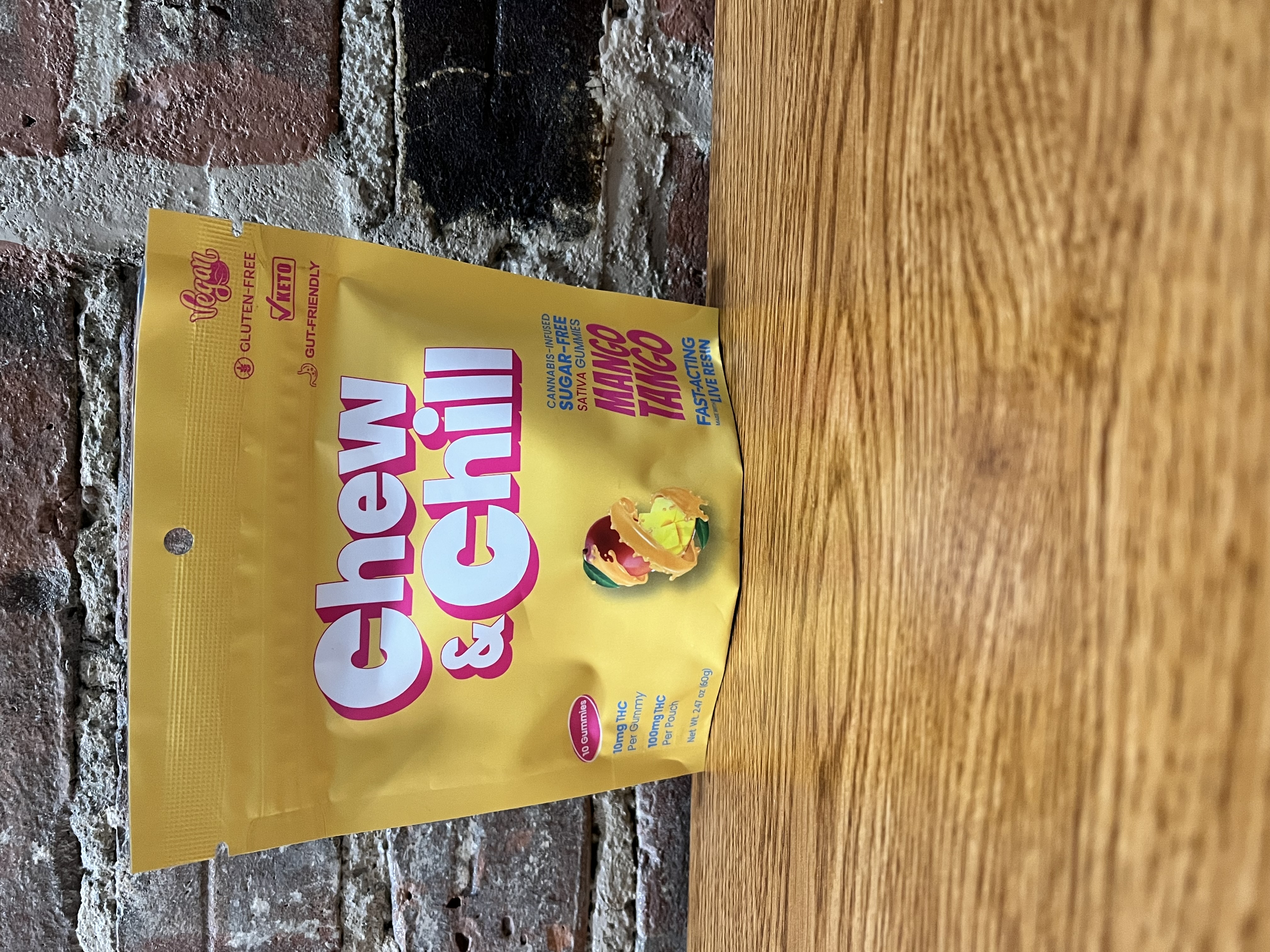 Photograph of product: CHEW & CHILL - MANGO TANGO GUMMIES - 100MG