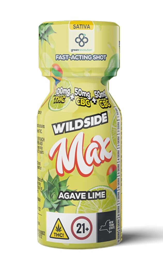 Photograph of product: Green Revolution Nano Shot Max 2:1:1 TH-oui:CBG:CBC | 100mg TH-oui | Agave Lime