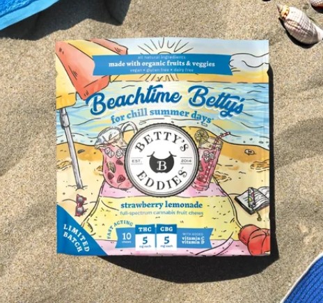 Photograph of product: Betty's Eddies Strawberry Lemonade (H) 1:1 TH-oui:CBG Chews 5mg 10pk