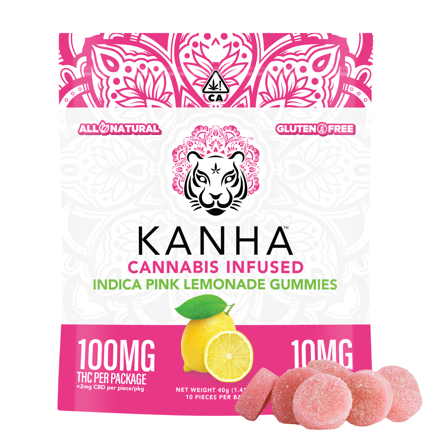 Photograph of product: Kanha - 100mg - 10ct Gummies - Pink Lemonade
