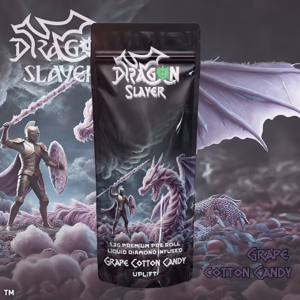 Photograph of product: Dragon Slayer - Grape Cotton Candy - 1.2g Infused Pre-Roll