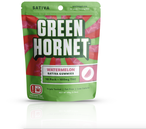 Photograph of product: Green Hornet - Oui'd Gummies - Watermelon - 100mg