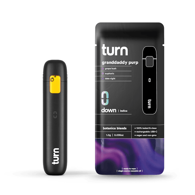 Photograph of product: Turn Down Botanica Blends | 1g - Granddaddy Purple - AIO - Oui'd - 