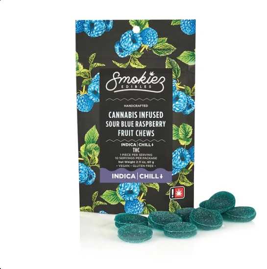 Photograph of product: Smokiez | Gummies | Sour Blue Raspberry I 100MG