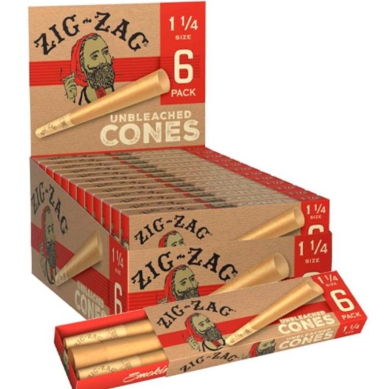 Photograph of product: Zig Zag Unbleached Cones 6pck - 1185