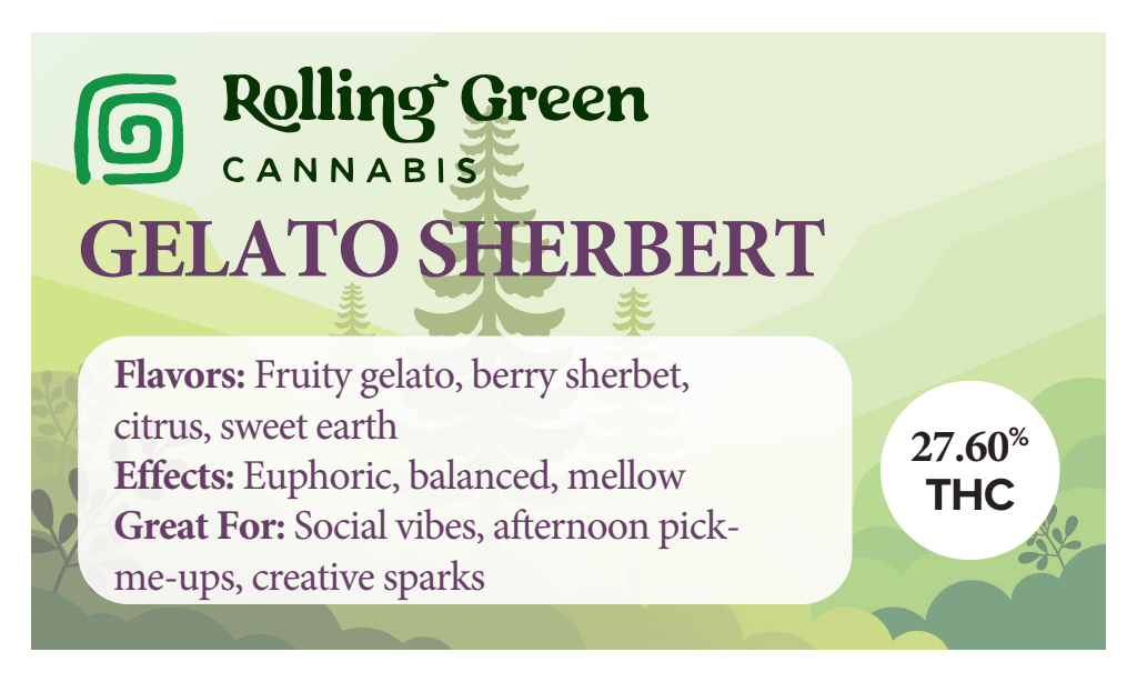 Photograph of product: Rolling Green - Gelato Sherbet - Flower - 3.5g