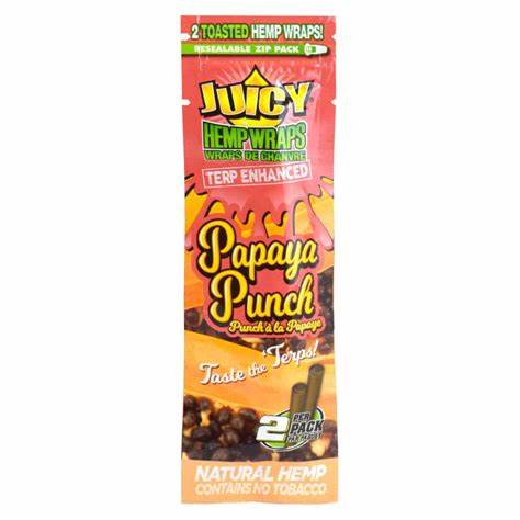 Photograph of product: JUICYWRAP JUICY TERP ENHANCED HEMP WRAPS PAPAYA PUNCH 2PK