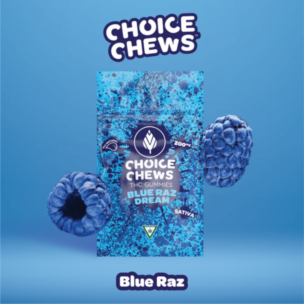 Photograph of product: Choice Chews - 200mg Gummy - Blue Raz  Dream