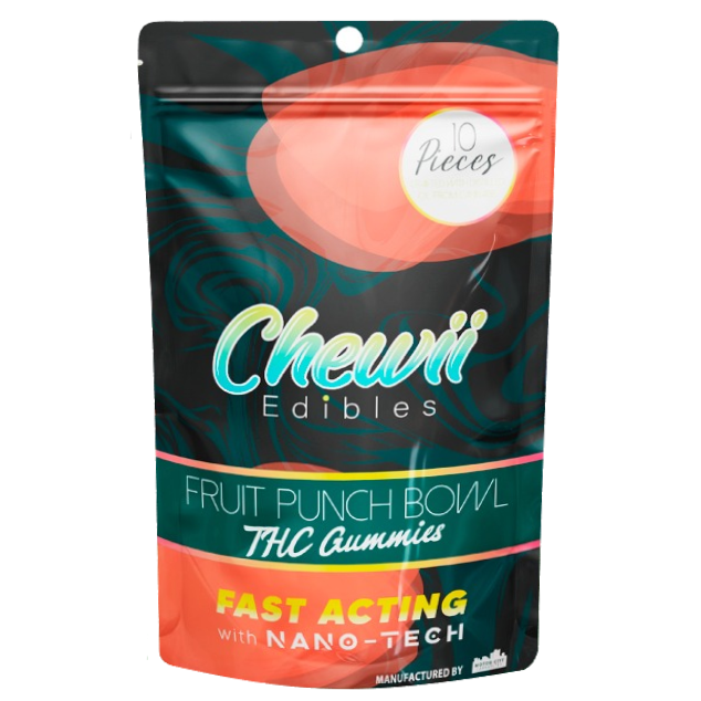 Photograph of product: Chewii Fast-Acting Fruit Punch Bowl Gummies 200mg Rec