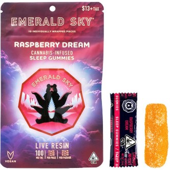 Photograph of product: Raspberry Dream [I] - 100MG 10:2:2 TH-oui:CBD:CBN Live Resin Sleep Gummies 10PK