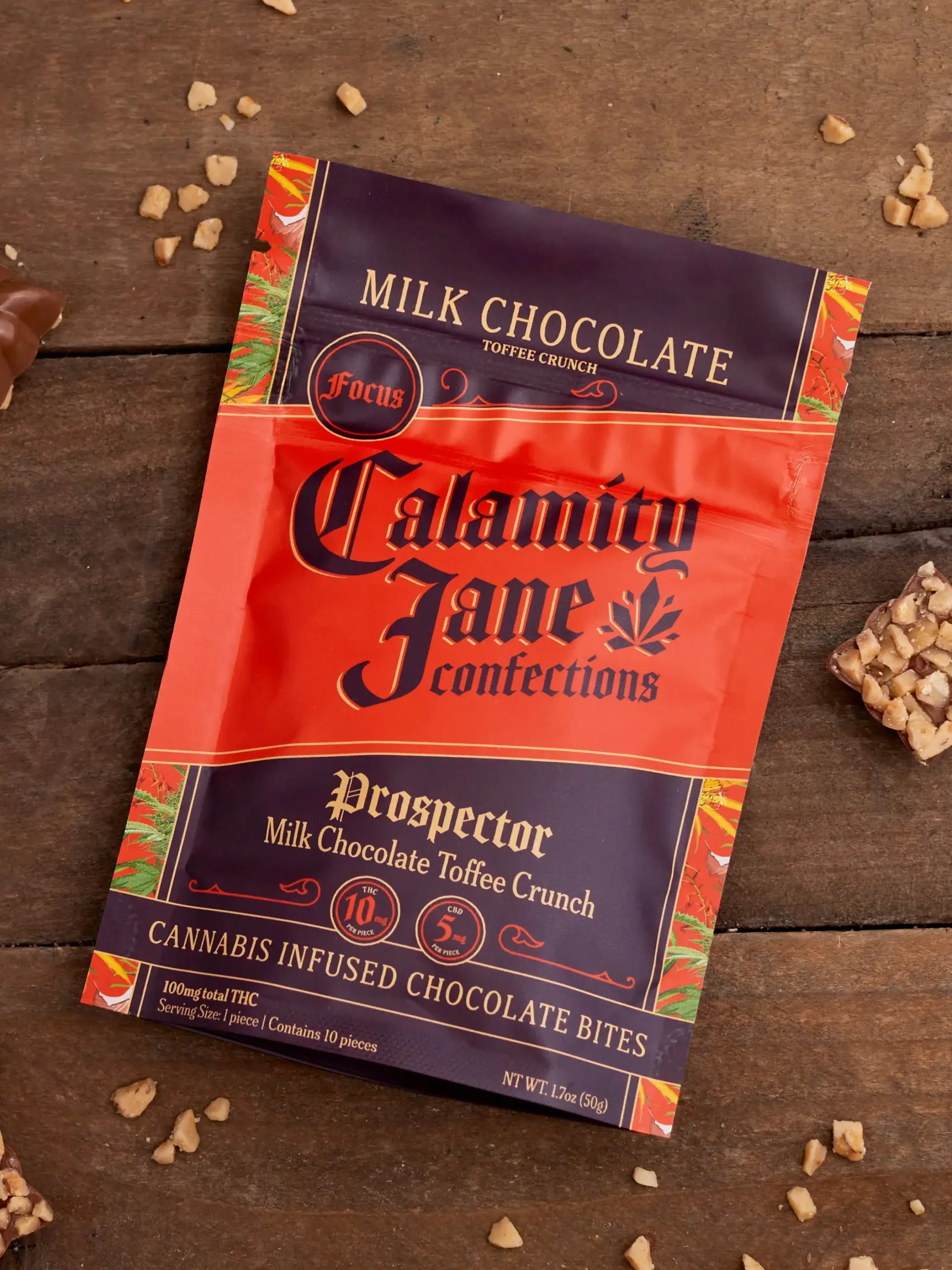 Photograph of product: Calamity Jane | Prospector | Milk Chocolate Toffee Crunch | 100mg