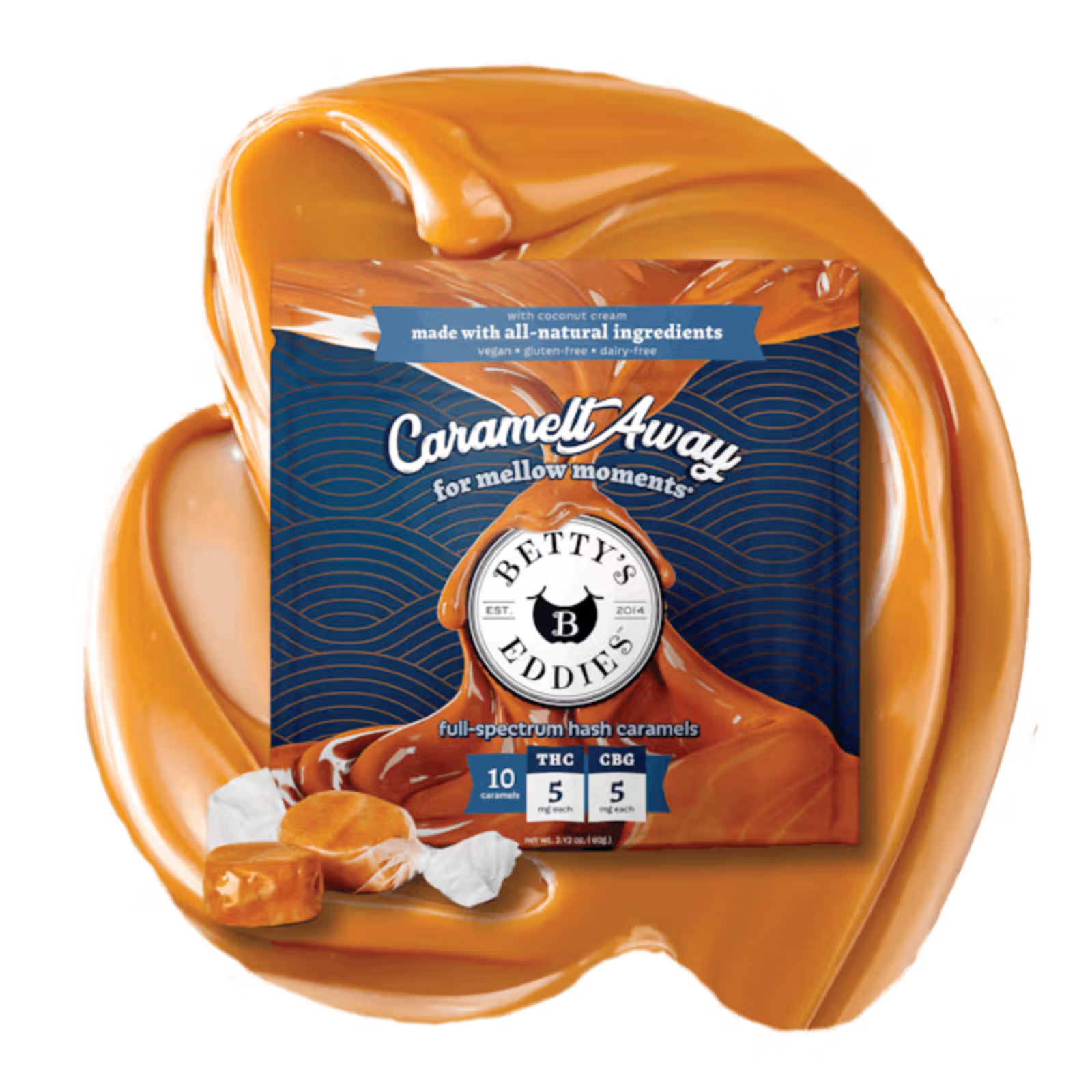 Photograph of product: 50mg 10pk Chews | Caramel | Betty's Eddies