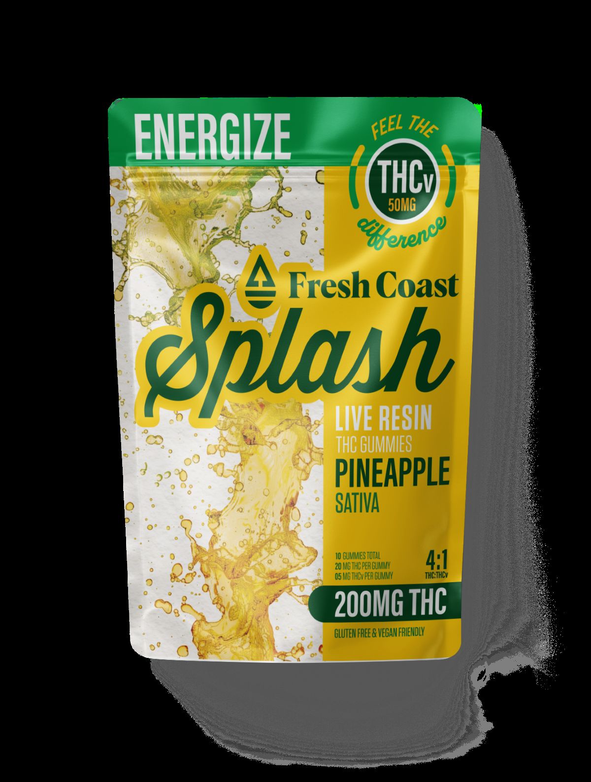 Photograph of product: FRESH COAST SPLASH - PINEAPPLE 4:1 TH-oui/TH-ouiV - LIVE RESIN GUMMIES - 200MG